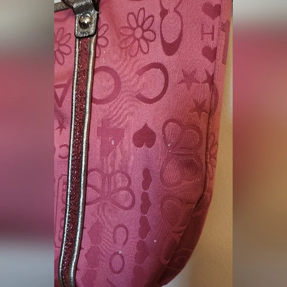 Coach Bag PURSE Glitter Graffiti Pink& Silver - Picture 3 of 8